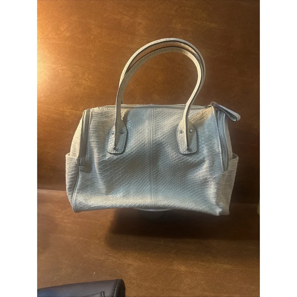 MAKOWSKY BEIGE faint, Green, Silver Tone-Accents, leather/suede SHOULDER/HANDBAG
